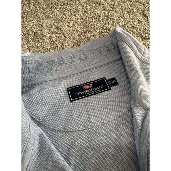 Vineyard Vines Mens XXL Quarter Zip Pullover Blue White Striped Pique Sweater - Picture 6 of 8